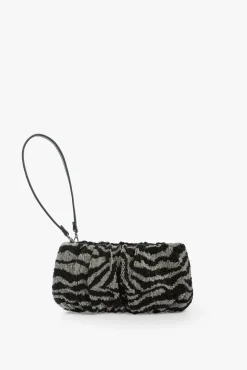 HANDBAGS STAUD -BEADED BEAN BAG - BLACK WHITE