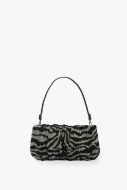 HANDBAGS STAUD -BEADED BEAN BAG - BLACK WHITE