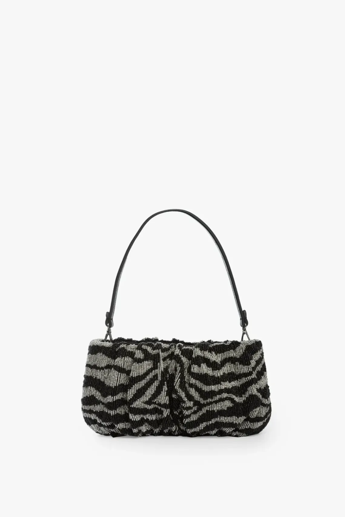 HANDBAGS STAUD -BEADED BEAN BAG - BLACK WHITE