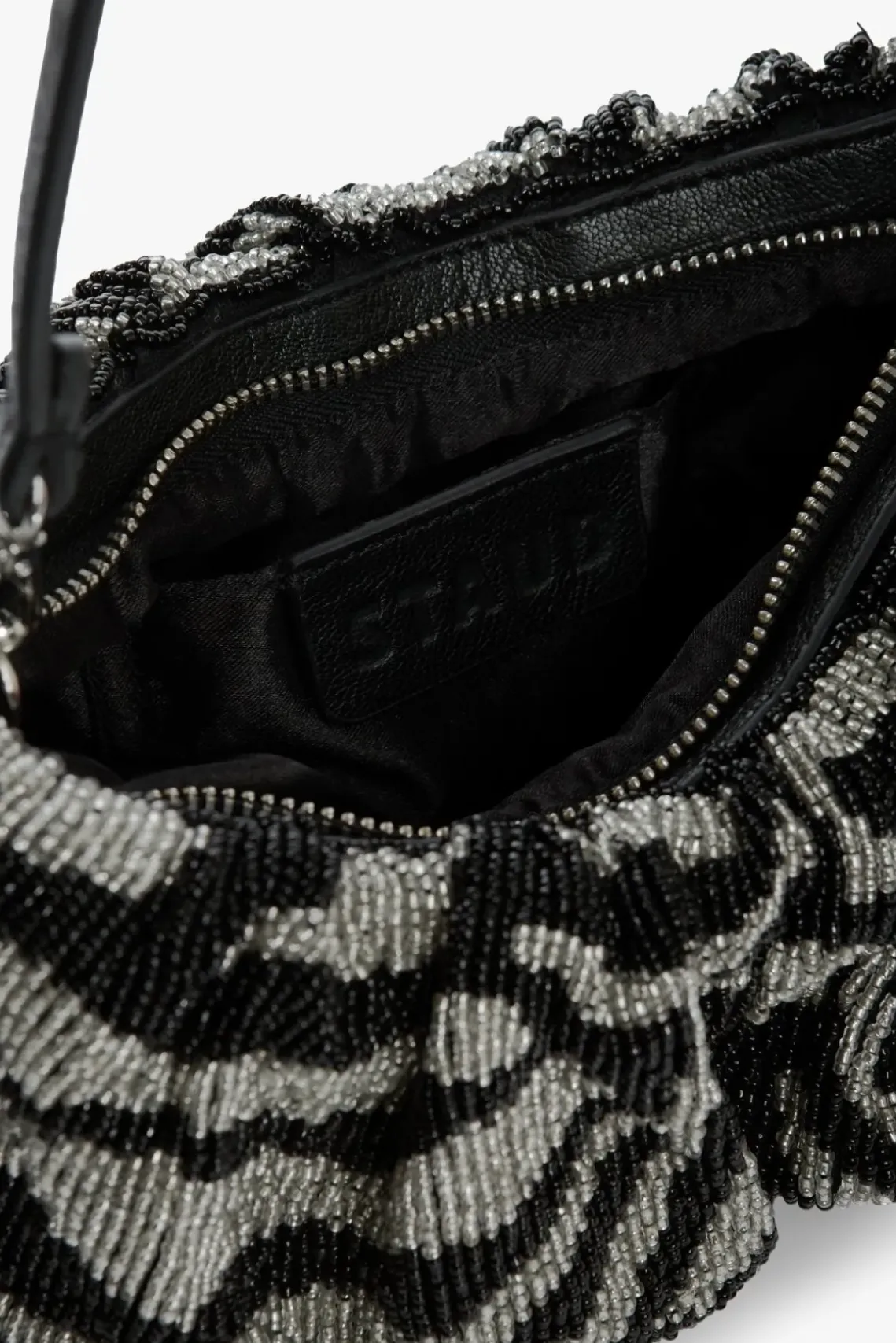 HANDBAGS STAUD -BEADED BEAN BAG - BLACK WHITE