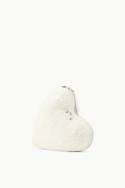 BRIDE STAUD Bridal Accessories-BEADED HEART CLUTCH - CREAM