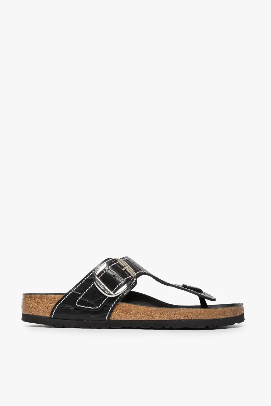 SHOES STAUD -BIRKENSTOCK + GIZEH SANDAL BLACK CROC EMBOSSED