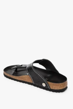 SHOES STAUD -BIRKENSTOCK + GIZEH SANDAL BLACK CROC EMBOSSED