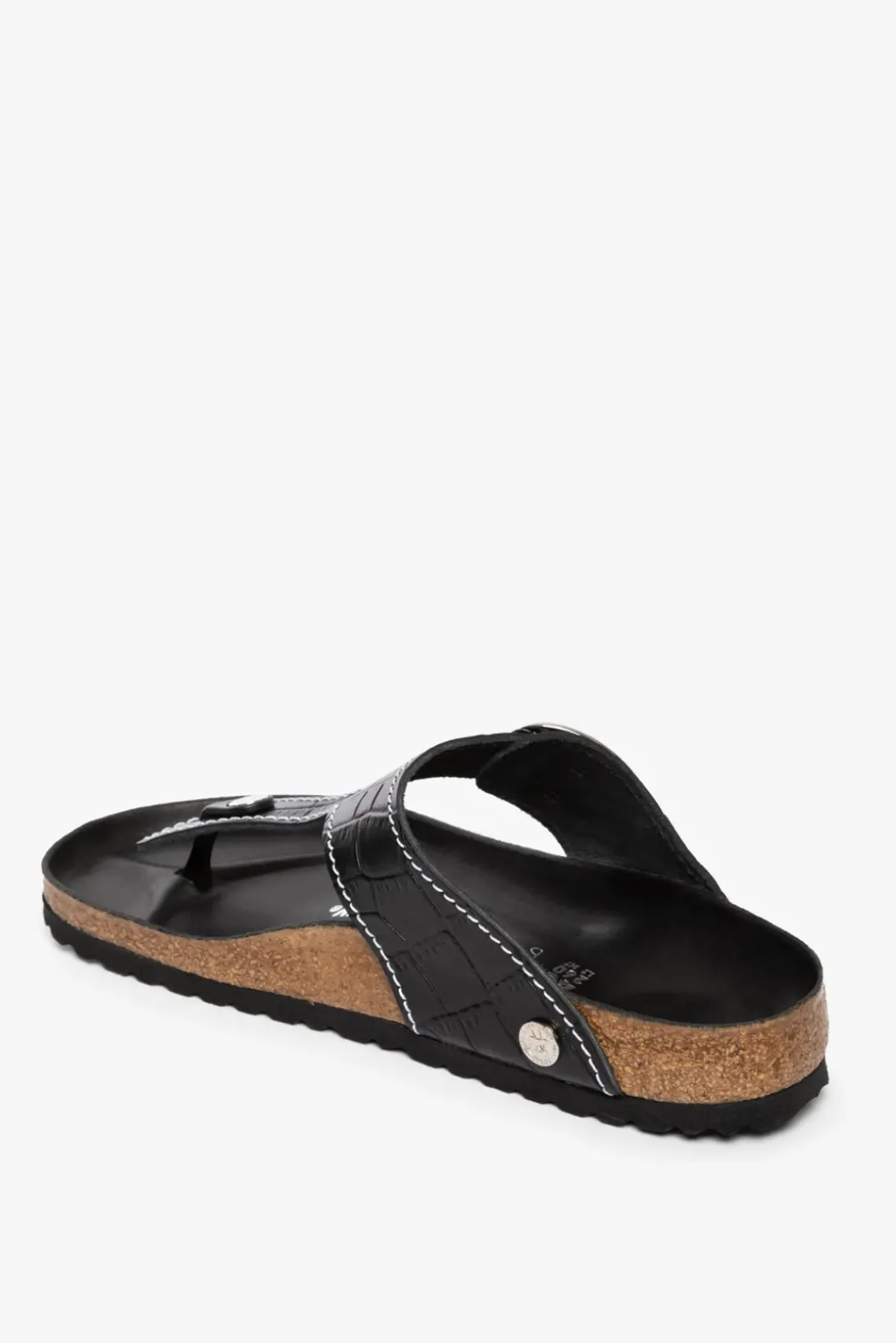 SHOES STAUD -BIRKENSTOCK + GIZEH SANDAL BLACK CROC EMBOSSED