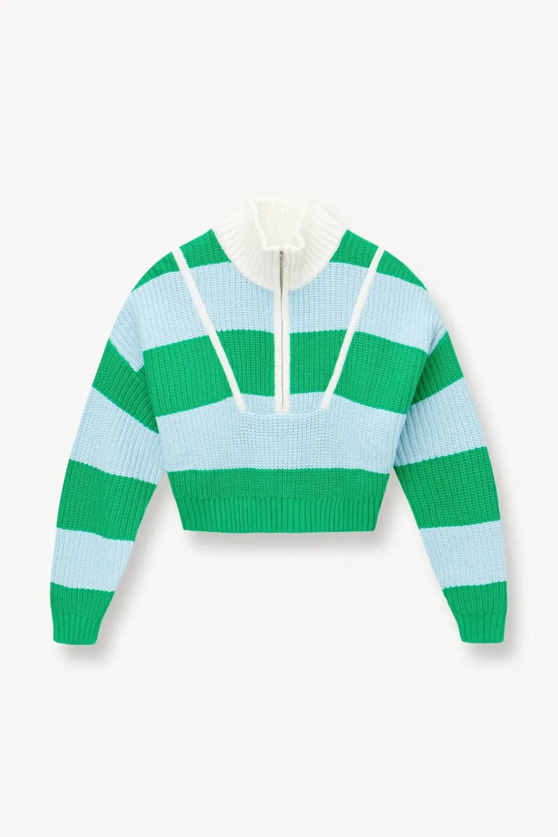 CLOTHING STAUD -CROPPED HAMPTON SWEATER - GRASS SHALLOW RUGBY STRIPE