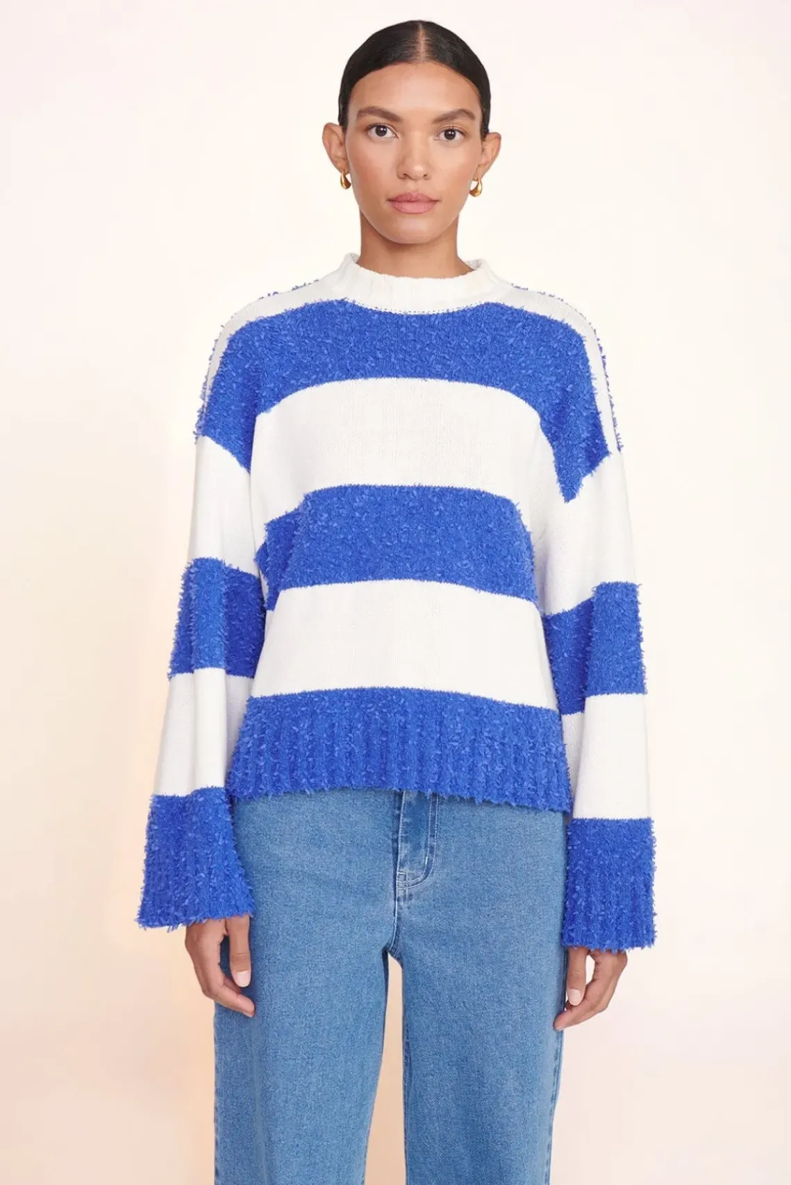 CLOTHING STAUD -DELANEY SWEATER - WHITE ATLANTIC RUGBY STRIPE