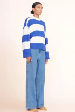 CLOTHING STAUD -DELANEY SWEATER - WHITE ATLANTIC RUGBY STRIPE