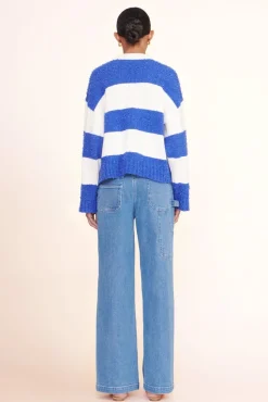 CLOTHING STAUD -DELANEY SWEATER - WHITE ATLANTIC RUGBY STRIPE