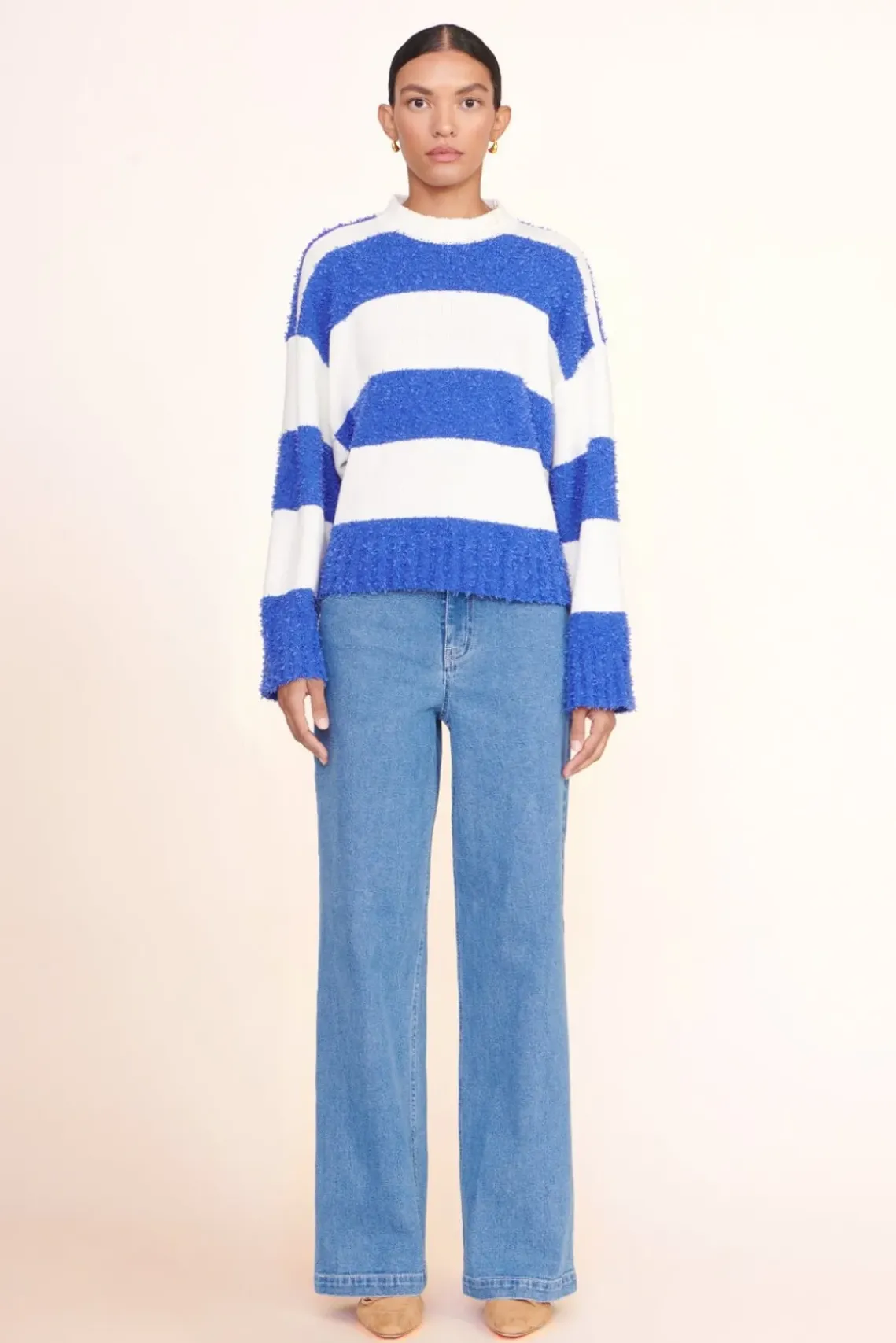 CLOTHING STAUD -DELANEY SWEATER - WHITE ATLANTIC RUGBY STRIPE