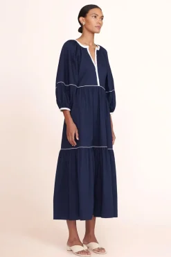 CLOTHING STAUD -DEMI DRESS - NAVY WHITE
