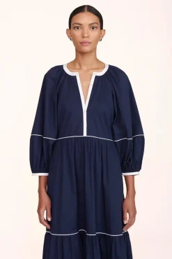 CLOTHING STAUD -DEMI DRESS - NAVY WHITE