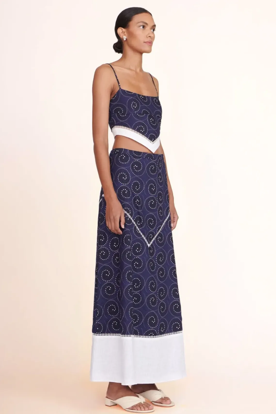 CLOTHING STAUD -KATHLEEN SKIRT - NAVY WHIRLPOOL WHITE