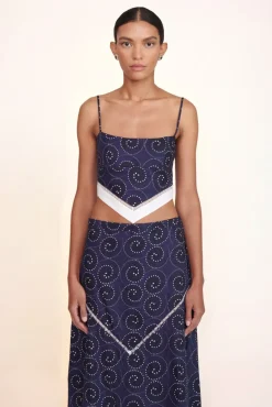 CLOTHING STAUD -KATHLEEN SKIRT - NAVY WHIRLPOOL WHITE
