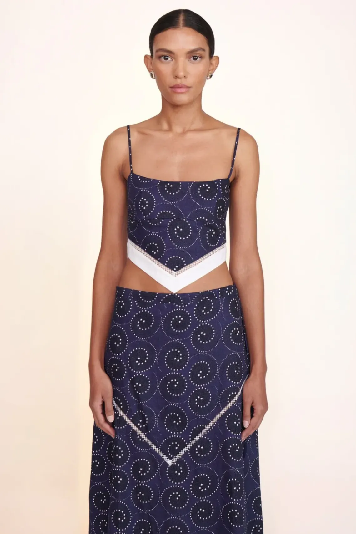 CLOTHING STAUD -KATHLEEN SKIRT - NAVY WHIRLPOOL WHITE