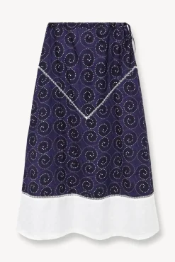CLOTHING STAUD -KATHLEEN SKIRT - NAVY WHIRLPOOL WHITE