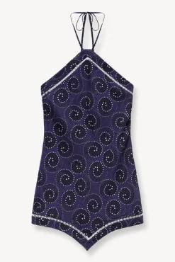 CLOTHING STAUD -MEGAN DRESS - NAVY WHIRLPOOL WHITE