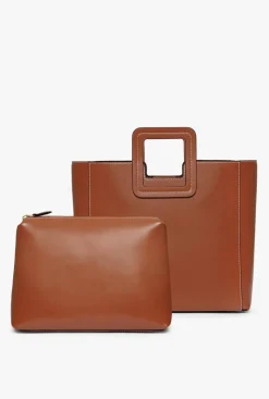 HANDBAGS STAUD -SHIRLEY LEATHER BAG SADDLE - TAN