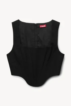 CLOTHING STAUD - ALICE TOP TWILL BLACK