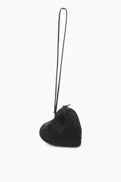 HANDBAGS STAUD - BEADED HEART CLUTCH BLACK