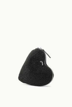 HANDBAGS STAUD - BEADED HEART CLUTCH BLACK