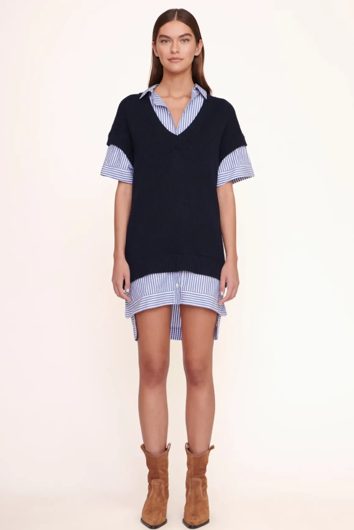 CLOTHING STAUD - BRIDGET DRESS NAVY/BLUE WHITE STRIPE NAVY BLUE WHITE STRIPE