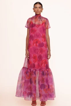 CLOTHING STAUD - CALLUNA DRESS MAGENTA PAINTED FLORAL