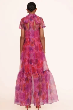 CLOTHING STAUD - CALLUNA DRESS MAGENTA PAINTED FLORAL