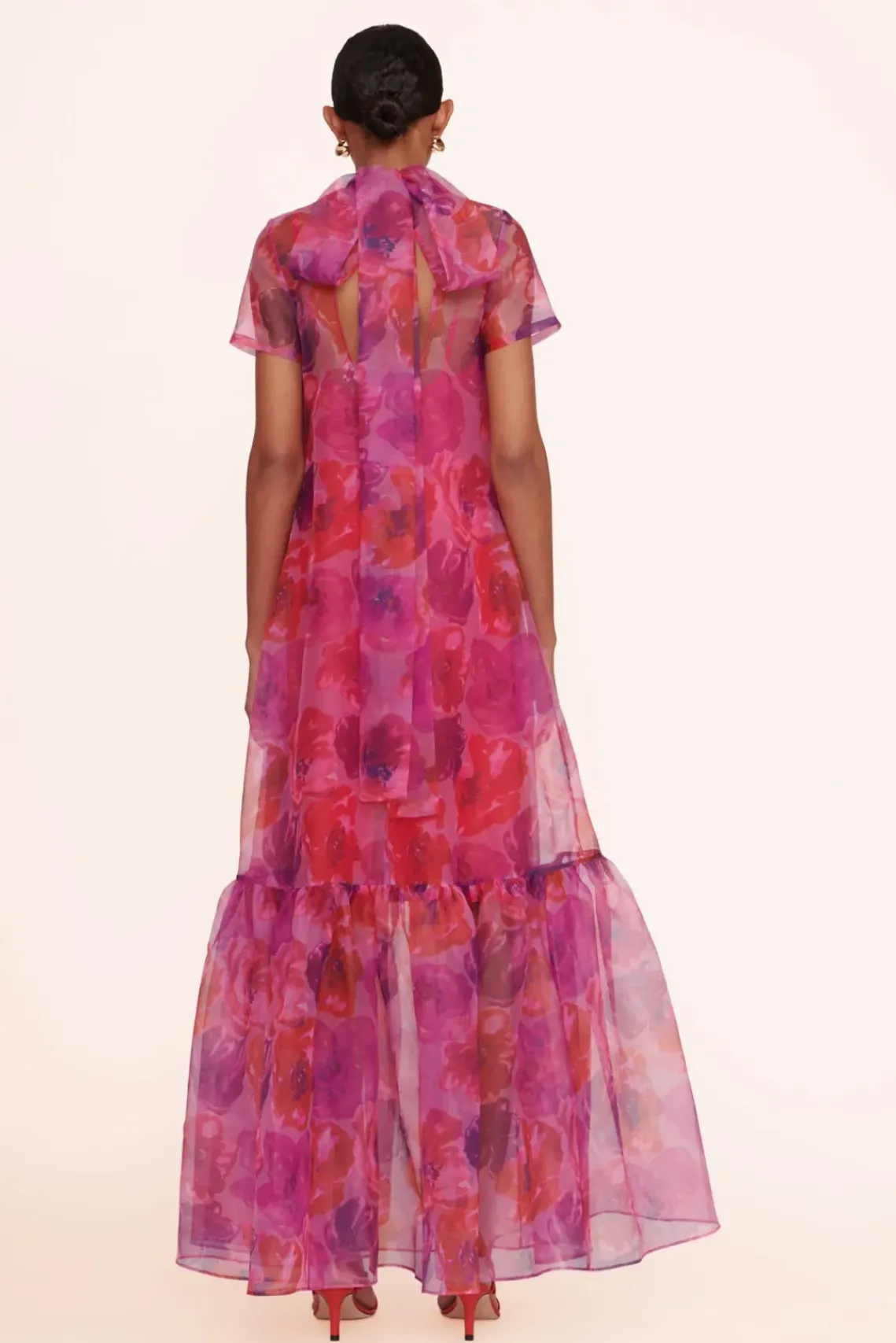CLOTHING STAUD - CALLUNA DRESS MAGENTA PAINTED FLORAL