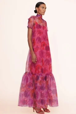 CLOTHING STAUD - CALLUNA DRESS MAGENTA PAINTED FLORAL