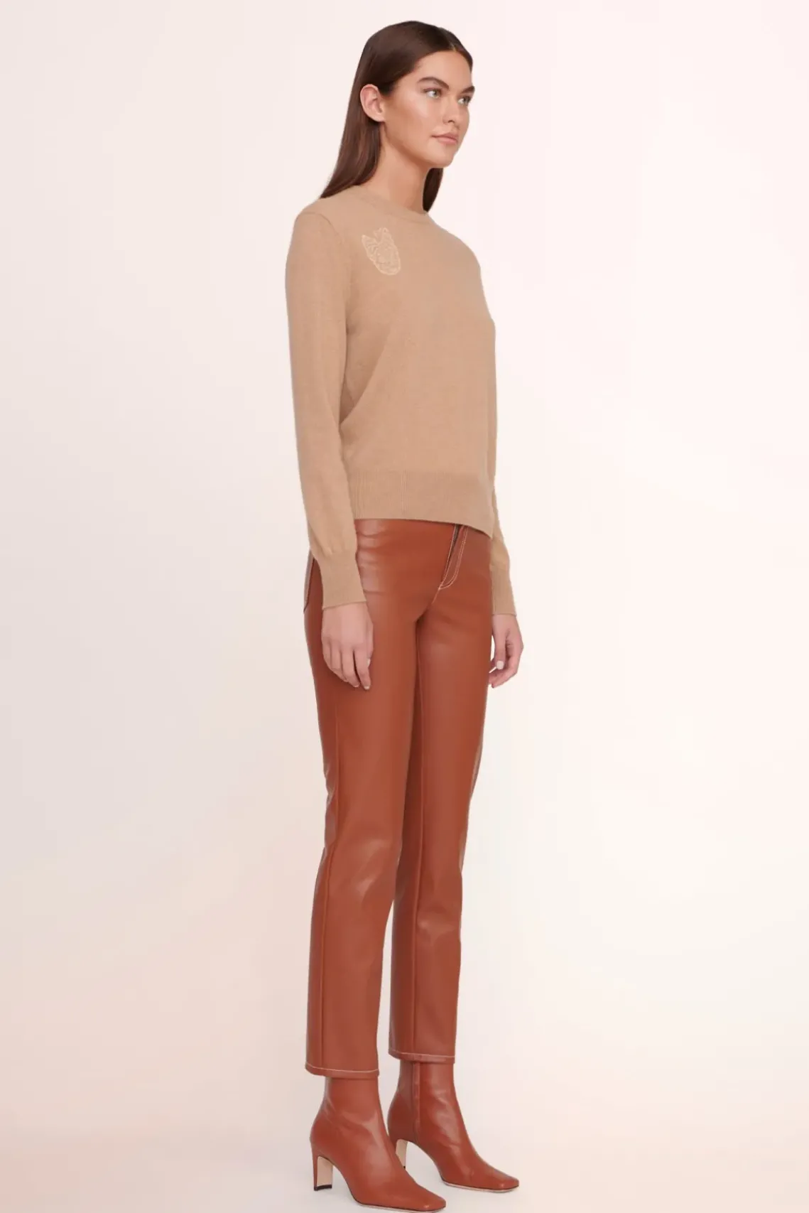 PET STAUD Pet Sweats & Knits- CUSTOM CASHMERE CREWNECK SWEATER CAMEL