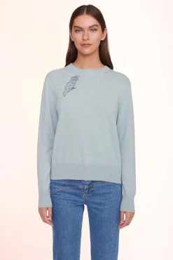 PET STAUD Pet Sweats & Knits- CUSTOM CASHMERE CREWNECK SWEATER LIGHT BLUE