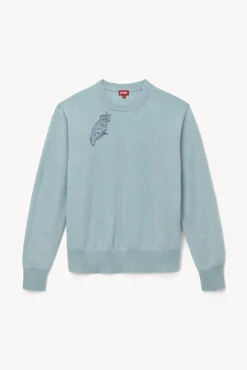 PET STAUD Pet Sweats & Knits- CUSTOM CASHMERE CREWNECK SWEATER LIGHT BLUE