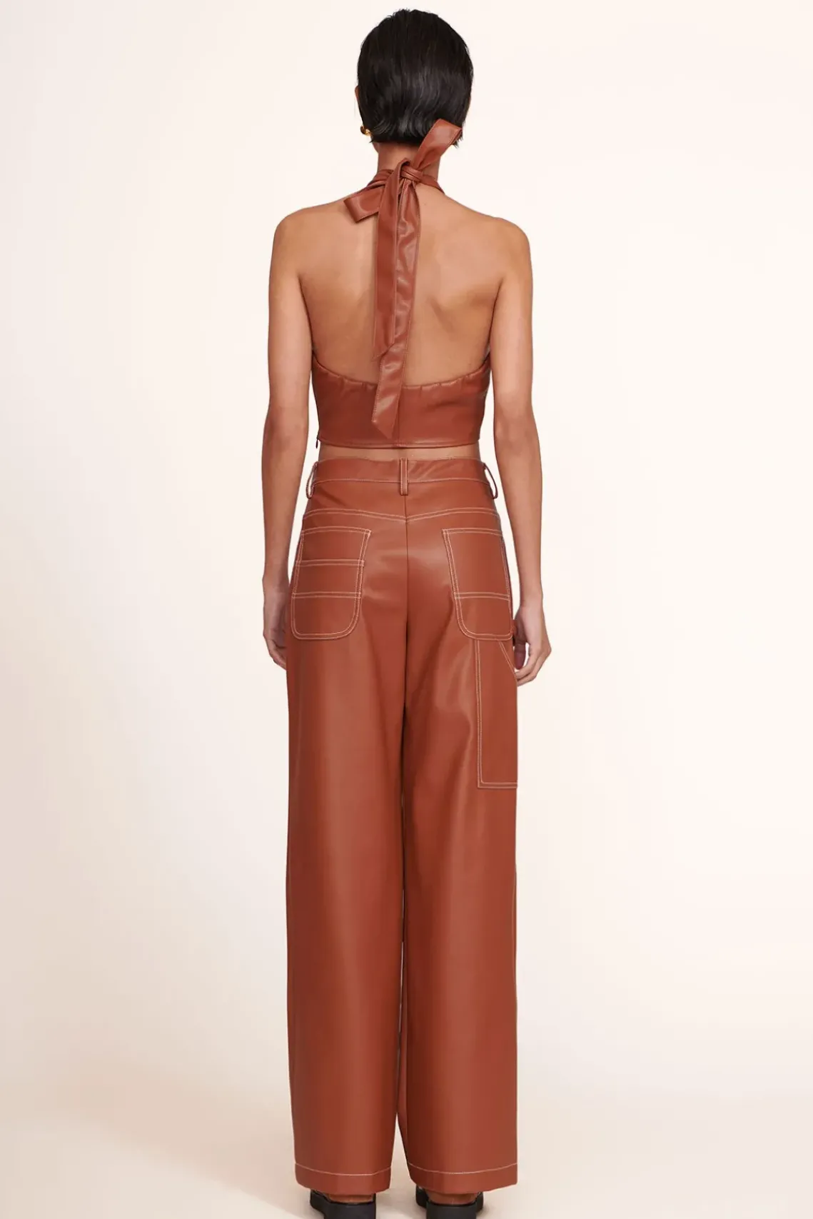 CLOTHING STAUD - DOMINO PANT WHISKEY VEGAN LEATHER