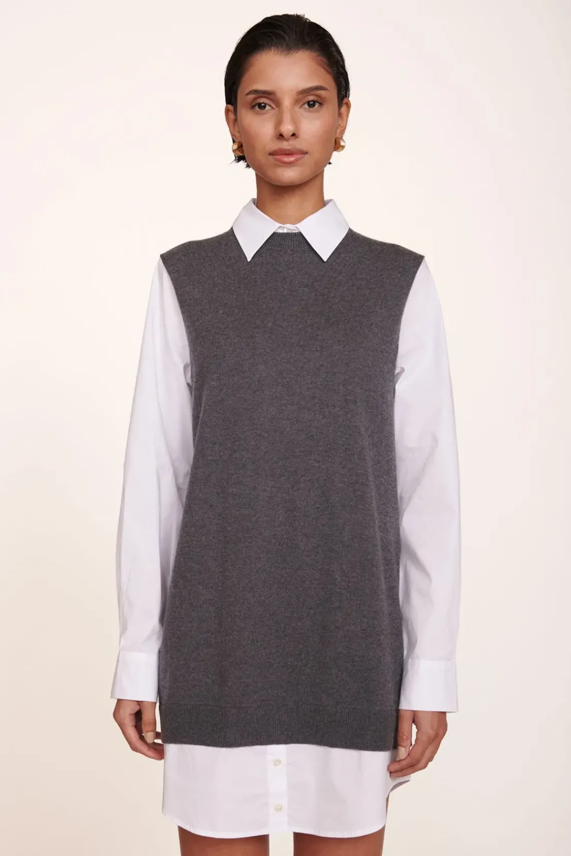 CLOTHING STAUD - FERN DRESS GREY WHITE