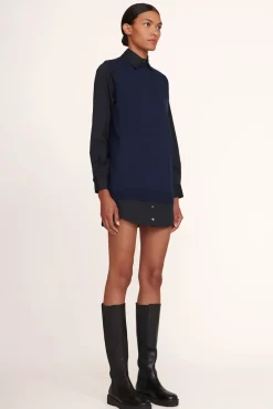 CLOTHING STAUD - FERN DRESS NAVY BLACK