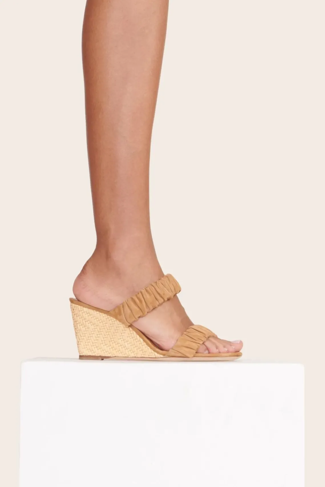 SHOES STAUD - FRANKIE WEDGE CASHEW SUEDE NATURAL RAFFIA CASHEW NATURAL