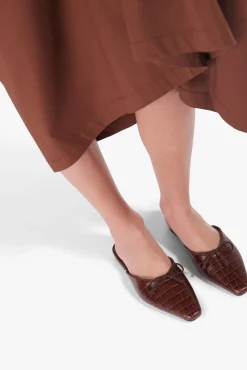 SHOES STAUD - GINA MULE BROWN CROC EMBOSSED