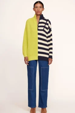 CLOTHING STAUD - HAMPTON SWEATER CHARTREUSE TWO TONE STRIPE