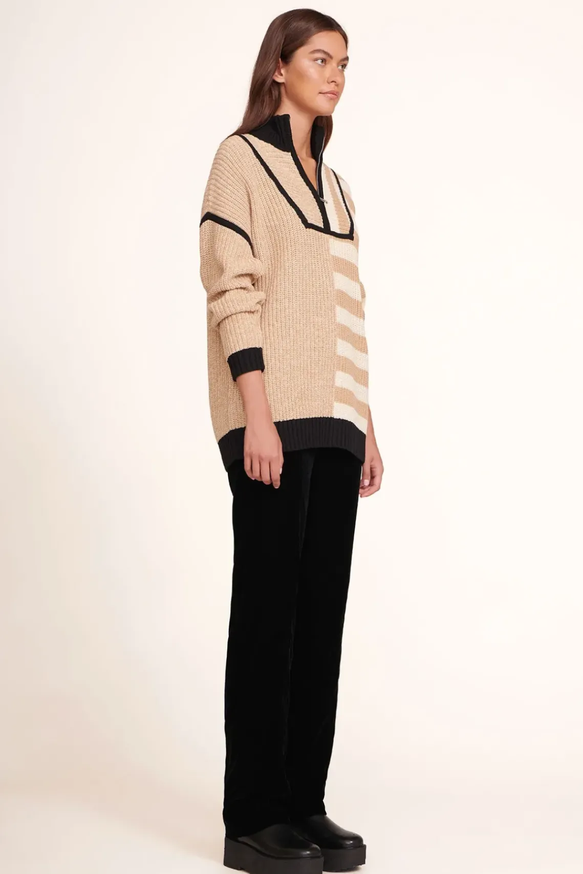 CLOTHING STAUD - HAMPTON SWEATER SAHARA STRIPE