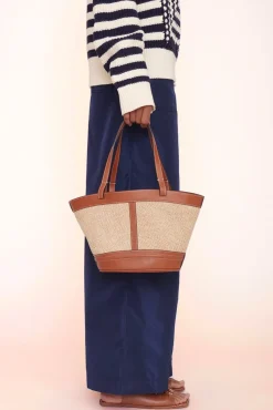 HANDBAGS STAUD - HENRI PETITE RAFFIA TOTE NATURAL TAN