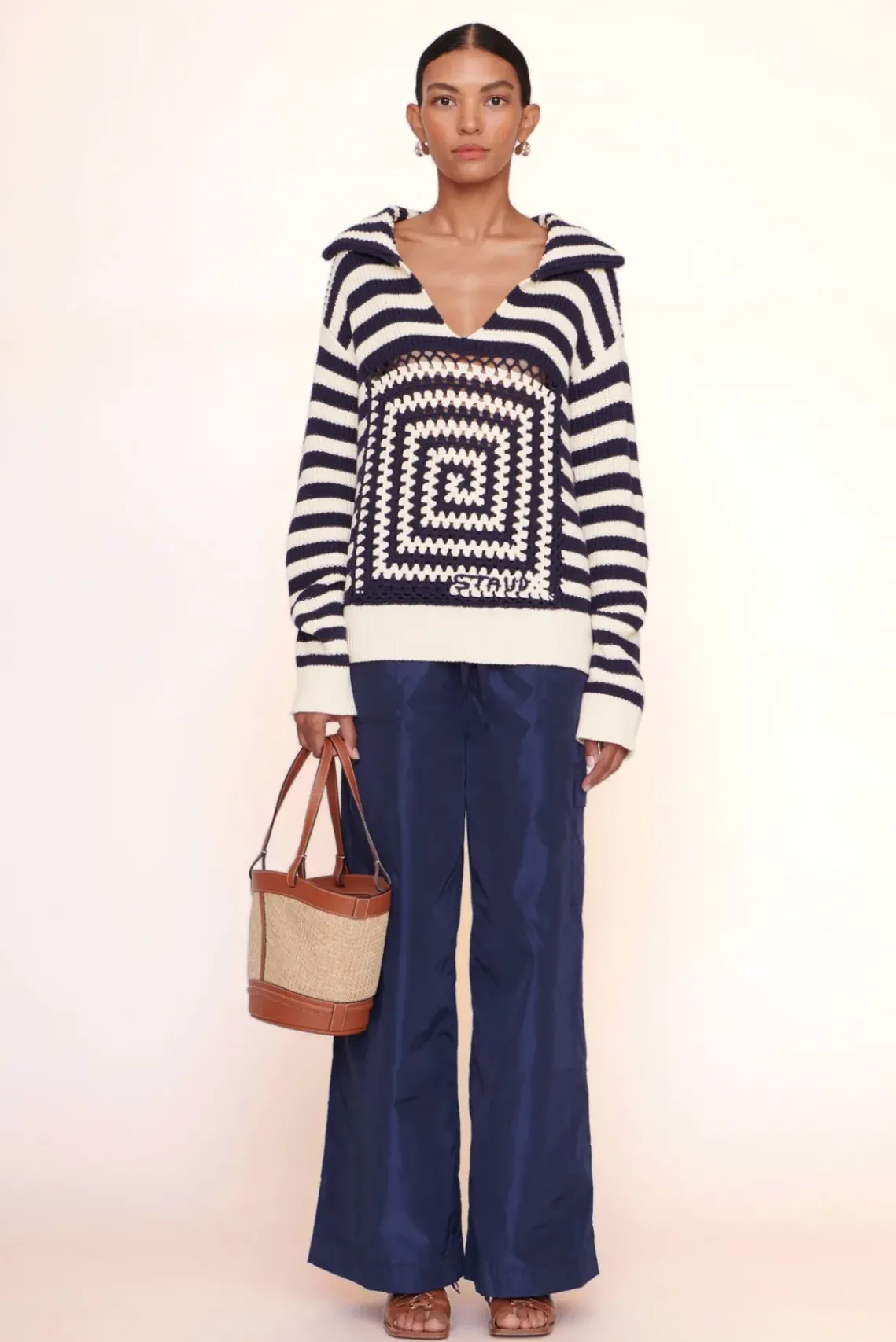 HANDBAGS STAUD - HENRI PETITE RAFFIA TOTE NATURAL TAN