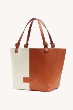 HANDBAGS STAUD - IDA CANVAS TOTE BAG CREAM TAN