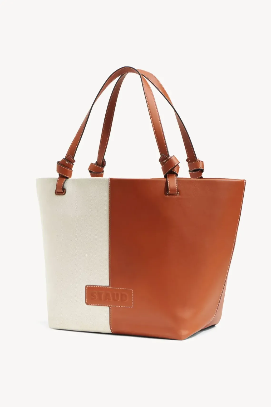 HANDBAGS STAUD - IDA CANVAS TOTE BAG CREAM TAN