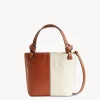 HANDBAGS STAUD - IDA MINI CANVAS TOTE BAG CREAM TAN