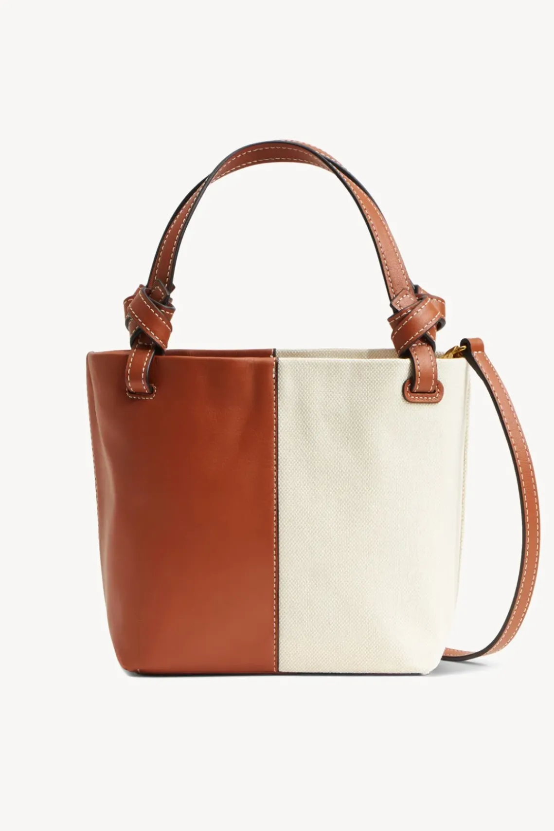 HANDBAGS STAUD - IDA MINI CANVAS TOTE BAG CREAM TAN