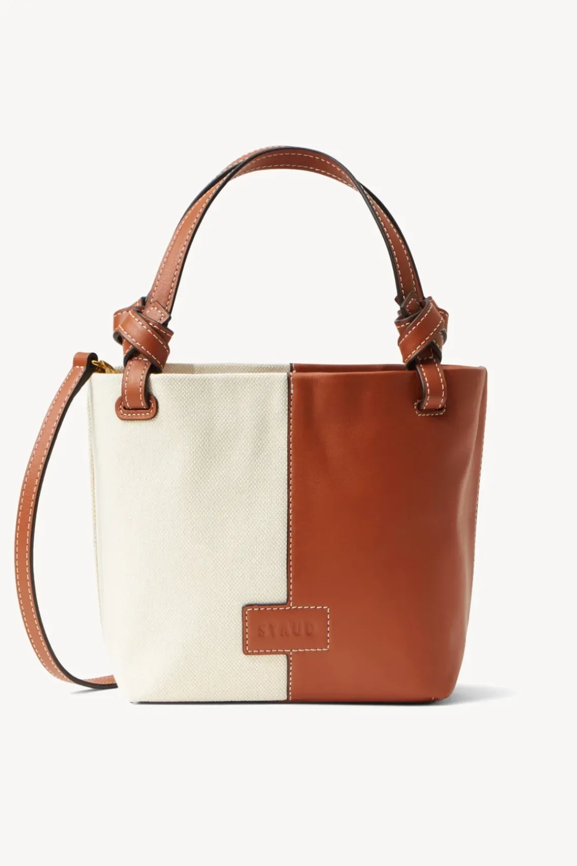 HANDBAGS STAUD - IDA MINI CANVAS TOTE BAG CREAM TAN
