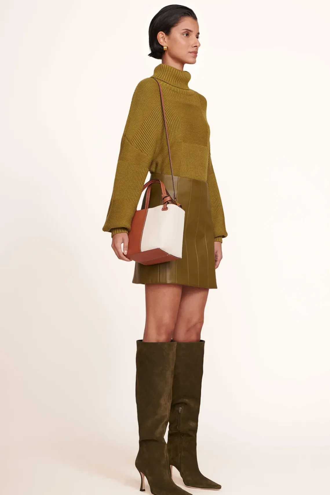 HANDBAGS STAUD - IDA MINI CANVAS TOTE BAG CREAM TAN