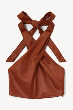 CLOTHING STAUD - KAI TOP VEGAN LEATHER WHISKEY