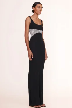 CLOTHING STAUD - LAYLANI DRESS BLACK/SEA NETTING BLACK/SEA NETTING