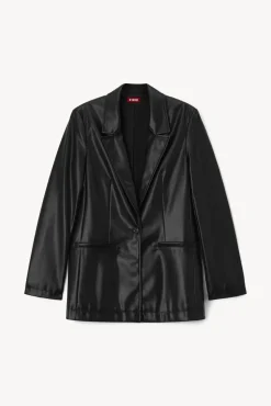 CLOTHING STAUD - MADDEN BLAZER BLACK BLACK VEGAN LEATHER